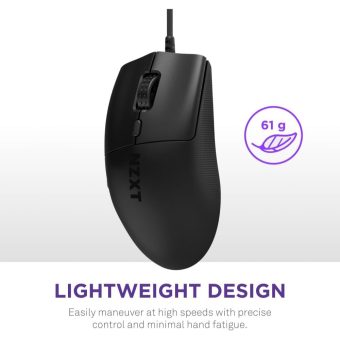 nzxt lift 2 ergo ms 001nb 01, lightweight wired gaming mouse, up to 26000 dpi
