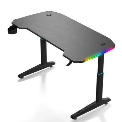 gaming desk 120cm, height adjustable, rgb, carbon fiber black electric