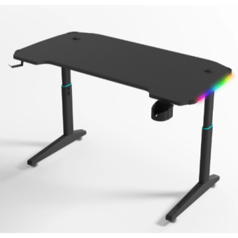 gaming desk 120cm, height adjustable, rgb, carbon fiber black electric