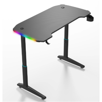 gaming desk 120cm, height adjustable, rgb, carbon fiber black electric
