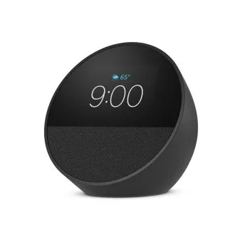 amazon echo spot (2024 release) smart alarm clock with alexa & vibrant sound black