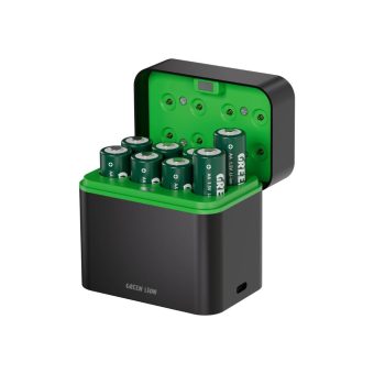 green lion rechargeable 8*aa battery dock with usb c charging