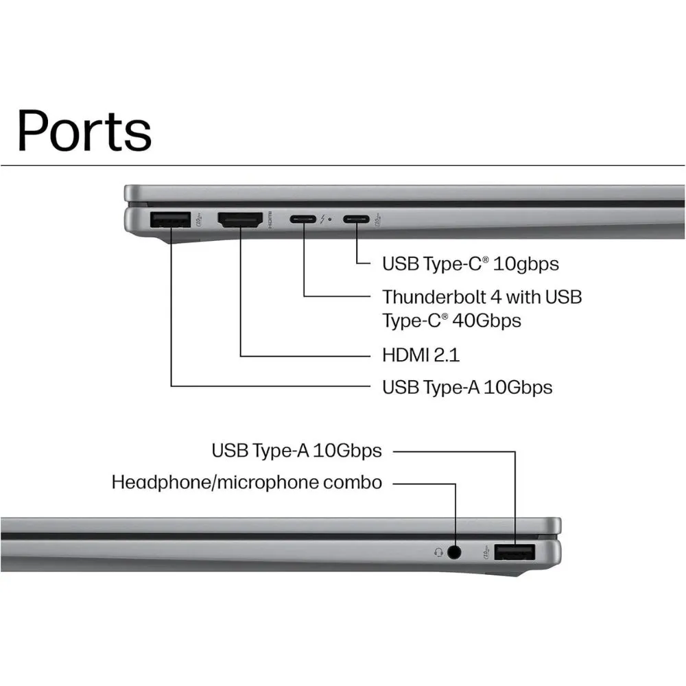 hp omnibook x flip 14" wuxga touch 360 convertible laptop intel core ultra 7 258v, 32gb ram, 512gb ssd, natural silver