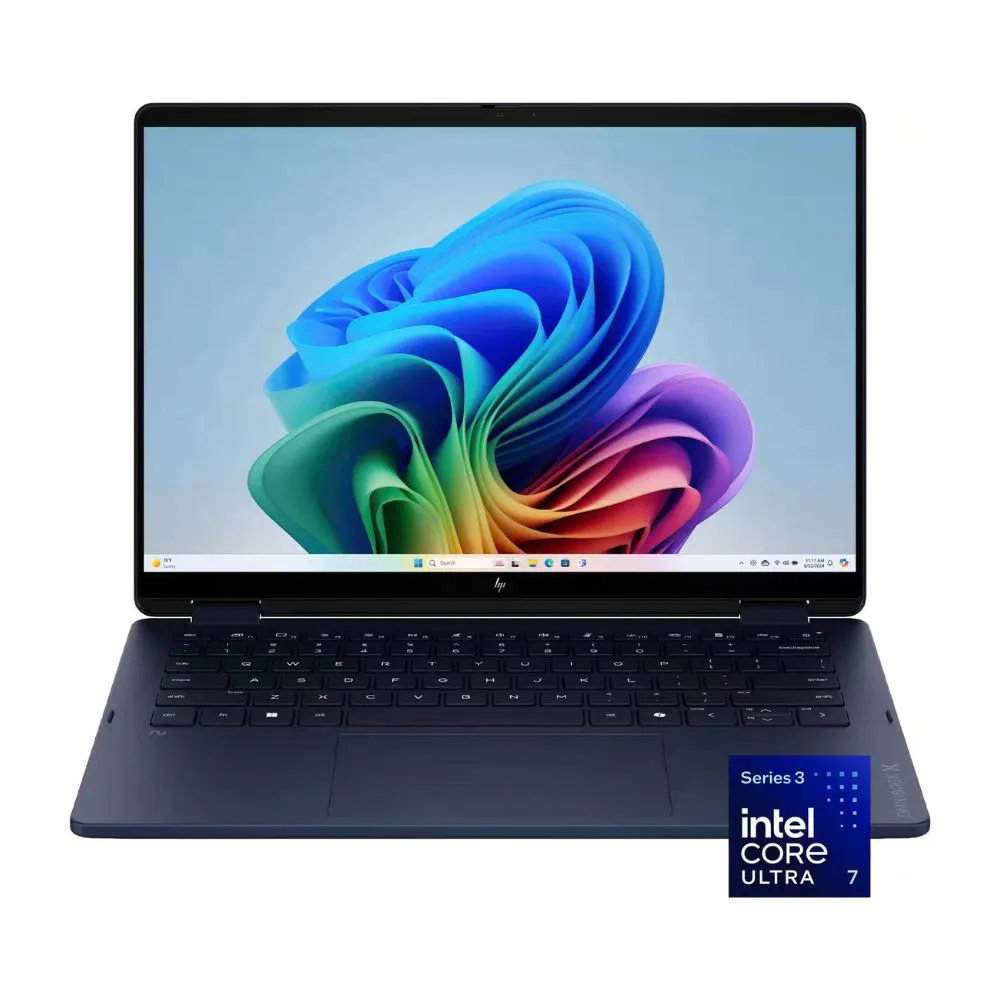 hp omnibook x flip 14" 2k touch 360 convertible laptop intel core ultra 7 355, 24gb ram, 512gb ssd, atmospheric blue