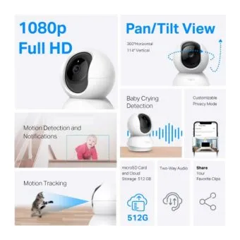 tp link tapo c200 pan/tilt home security wi fi camera 1080p fhd