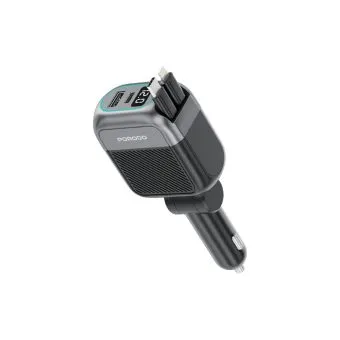 porodo spider multi port usb car charger with usb c to usb c & lightning cable