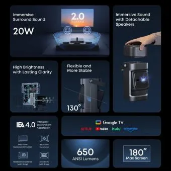 soundcore nebula p1 | world's first portable projector with detachable wireless speakers