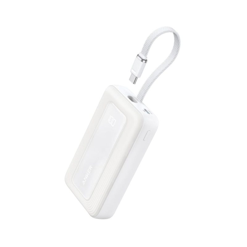 anker zolo power bank (10k, 30w, built in usb c cable) black