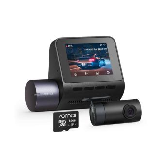 70mai dash cam a410 2.5k hdr dual w/ gps, emergency record, g sensor, app control & compact design