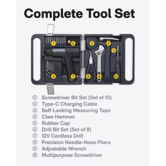 hoto 12v brushless cordless drill tool set