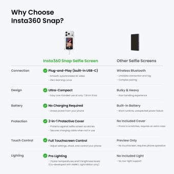 insta360 snap selfie screen