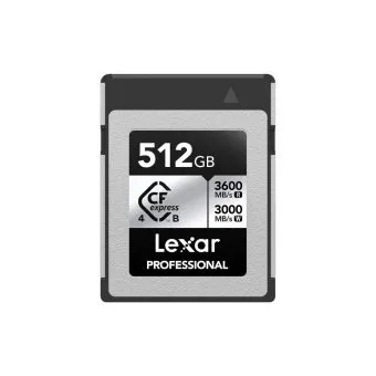 lexar 512gb cfexpress type b silver 4.0 card, 3600/3000 mb/s, 8k video
