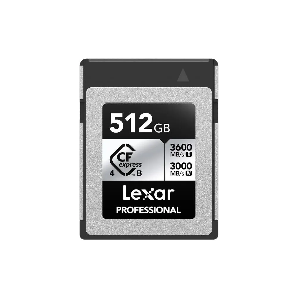 lexar 512gb cfexpress type b silver 4.0 card, 3600/3000 mb/s, 8k video