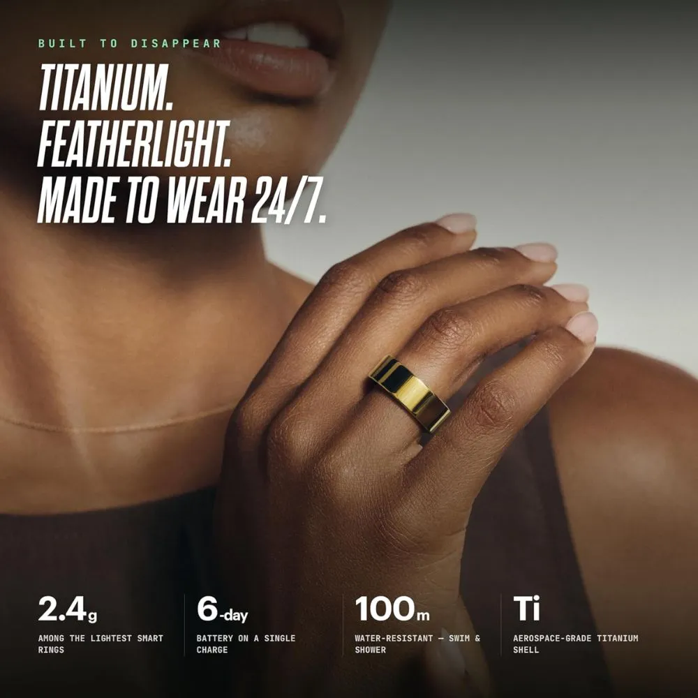 ultrahuman ring air – lightweight smart ring – comprehensive health tracking gold