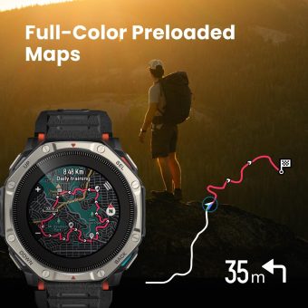 amazfit t rex dual solar smart watch (51mm) – titanium bezel & sapphire glass