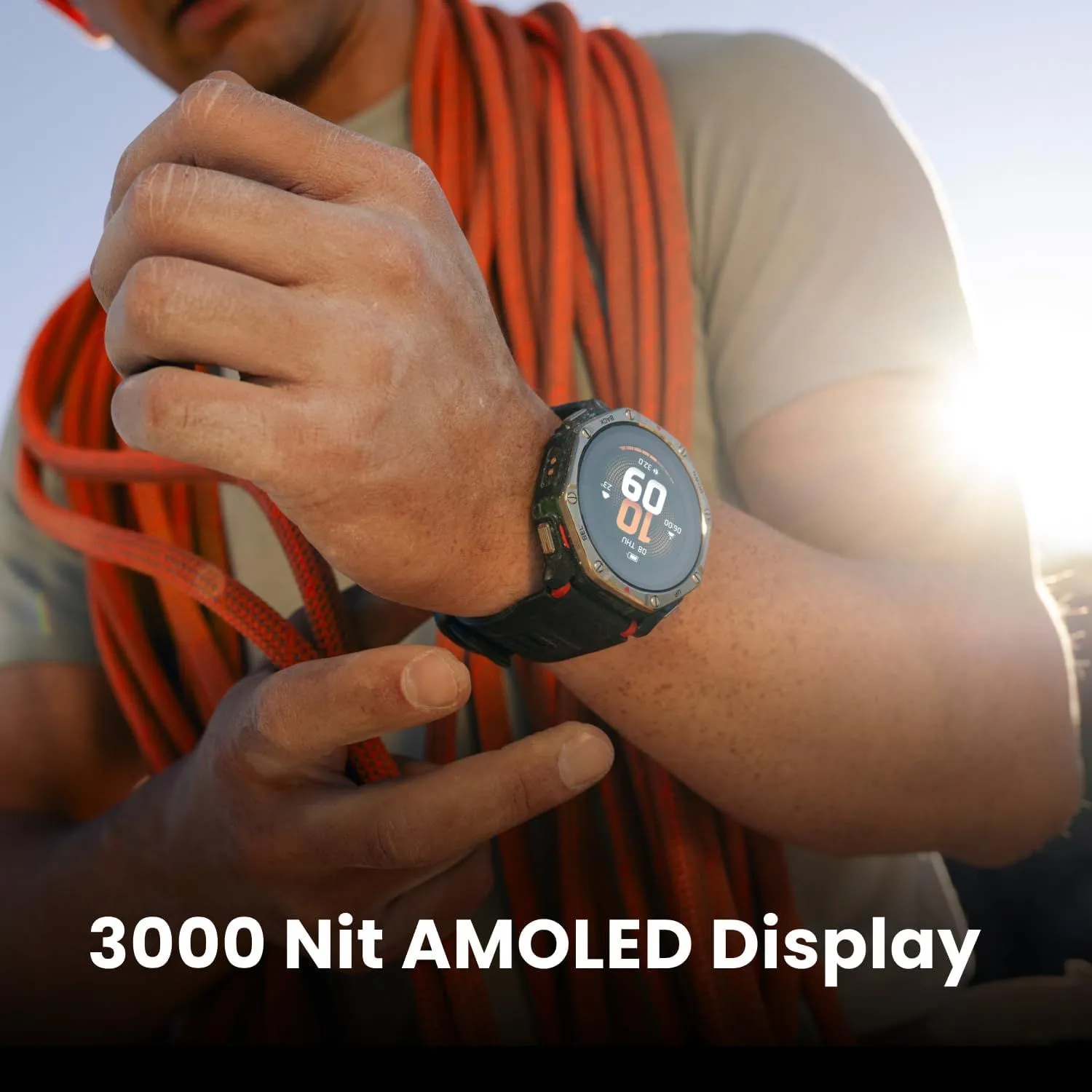 amazfit t rex dual solar smart watch (51mm) – titanium bezel & sapphire glass