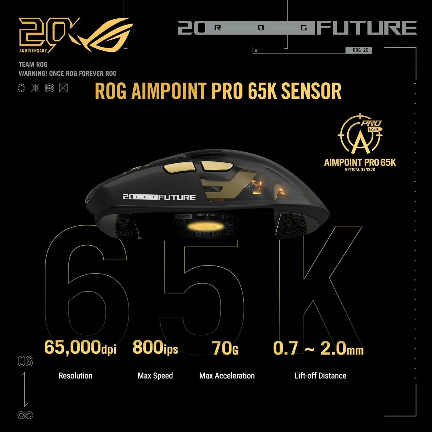 ASUS ROG Harpe II Extreme Edition 20 wireless gaming mouse - aimpoint pro 65k sensor