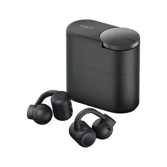 cmf clip pro by nothing | open ear wireless earbuds | ldac hi-res audio | smart dial | ip54 | dark grey angle