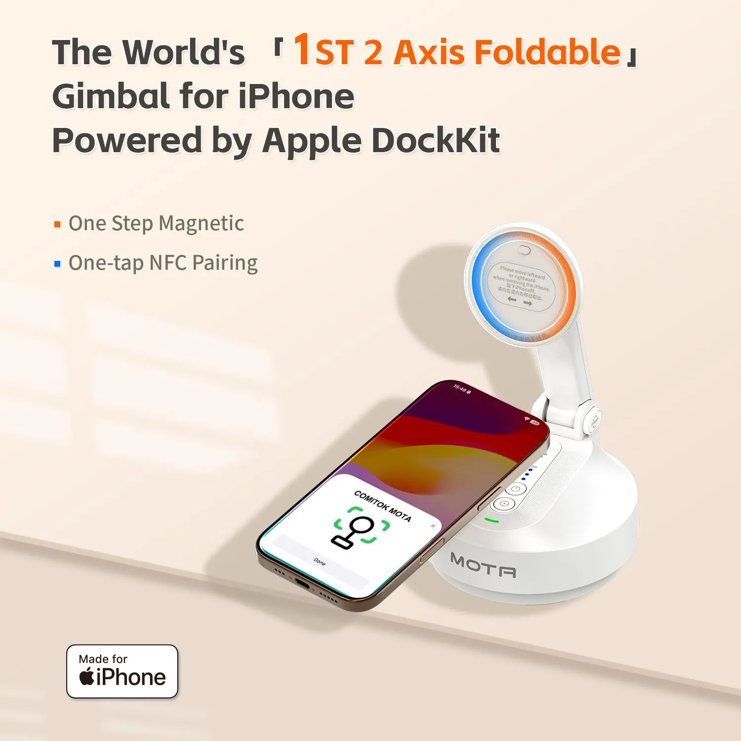 COMITOK MOTA 2-axis foldable Apple DockKit gimbal