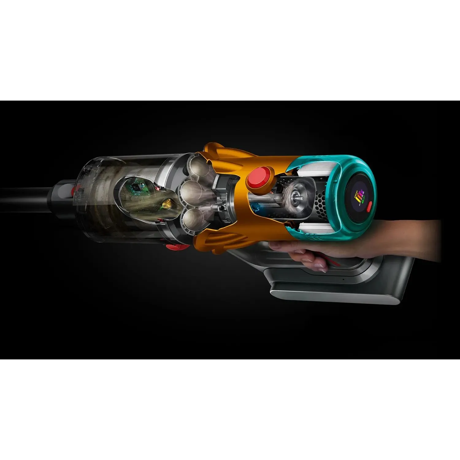 Dyson V12 Detect Slim Absolute Cordless Vacuum Yellow/Nickel – LCD screen and motor
