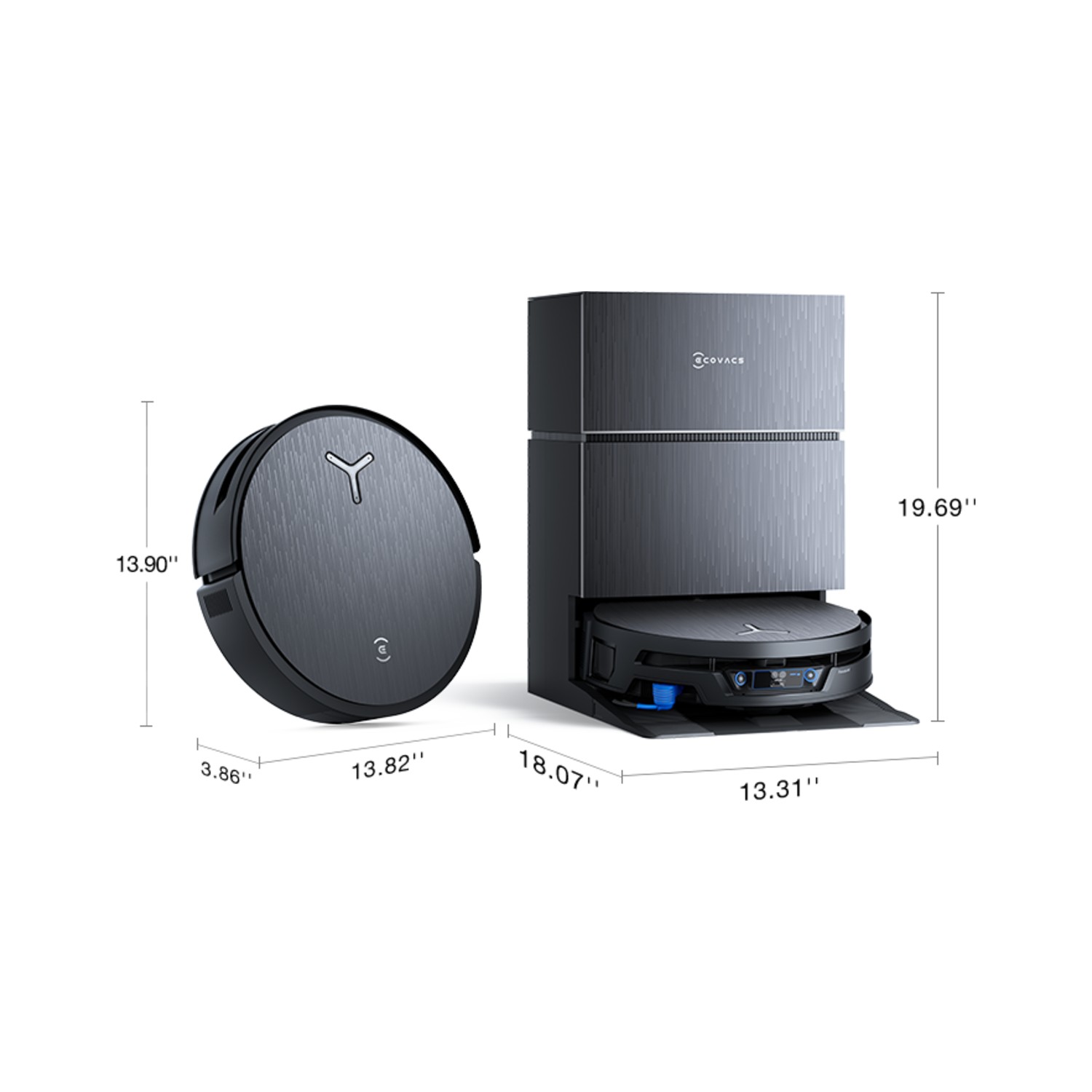 ECOVACS X12S Pro Omni robot and station dimensions