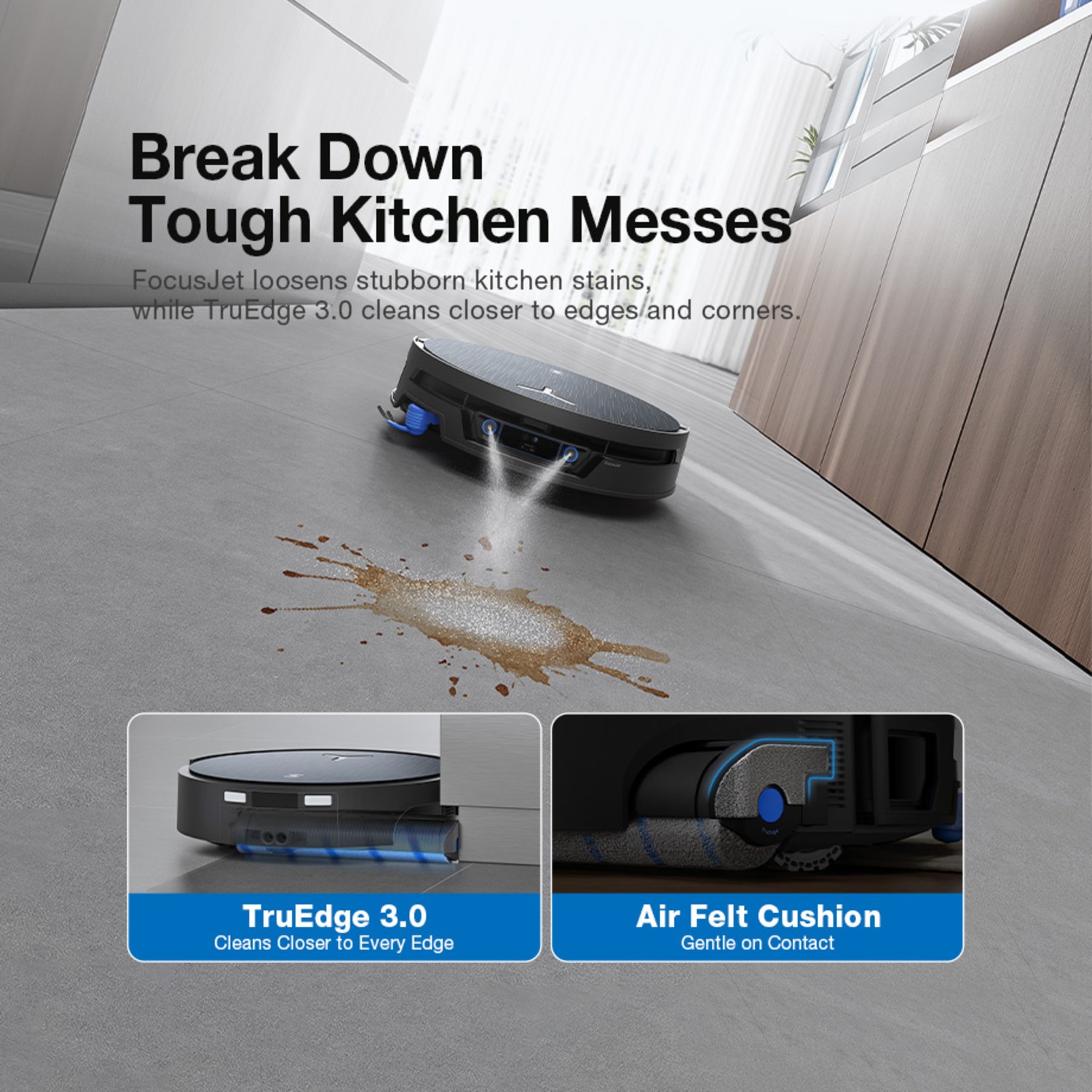 ECOVACS X12S Pro Omni FocusJet breaks down tough kitchen stains
