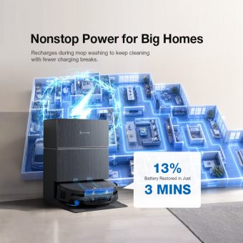 ECOVACS X12S Pro Omni PowerBoost Charging restores 13% in 3 minutes