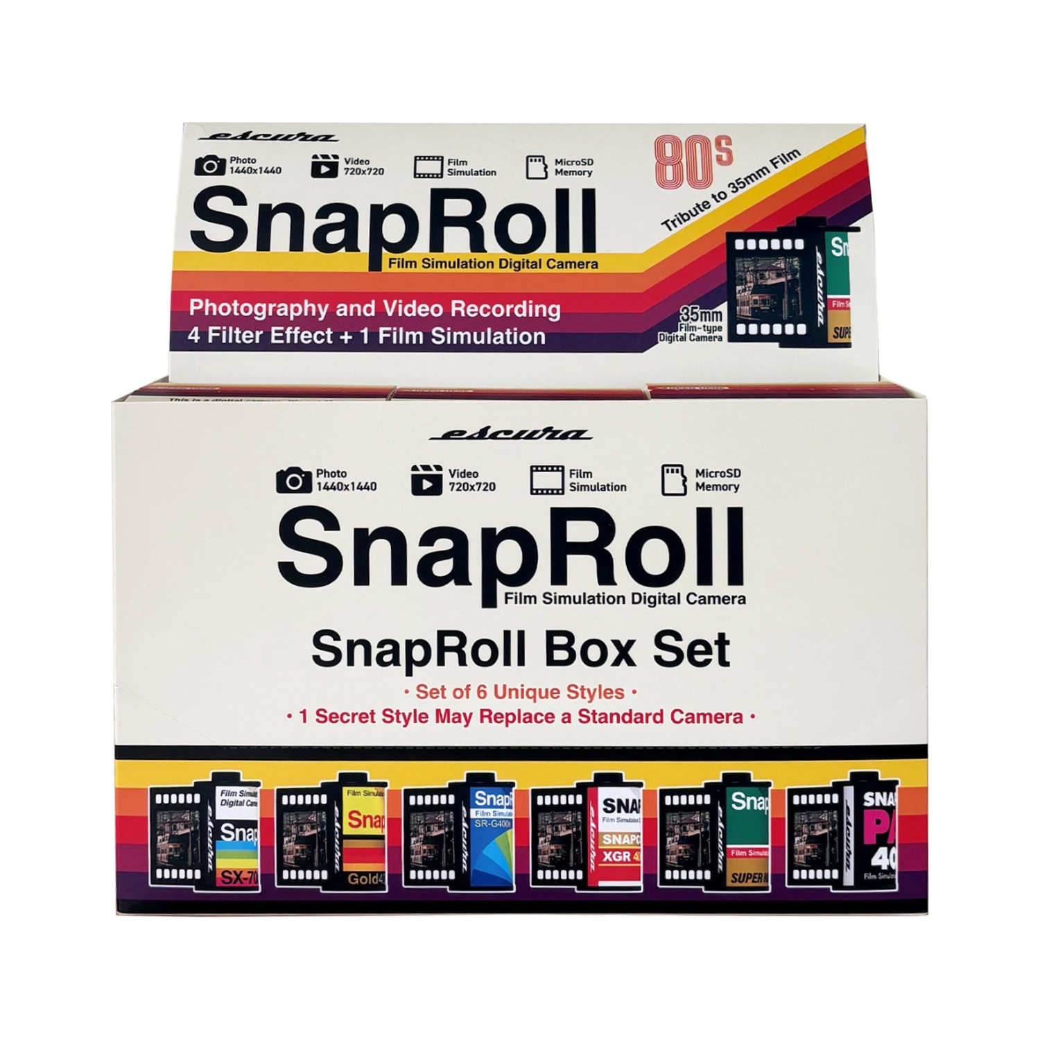 Escura SnapRoll Box Set front view with 6 blind boxes
