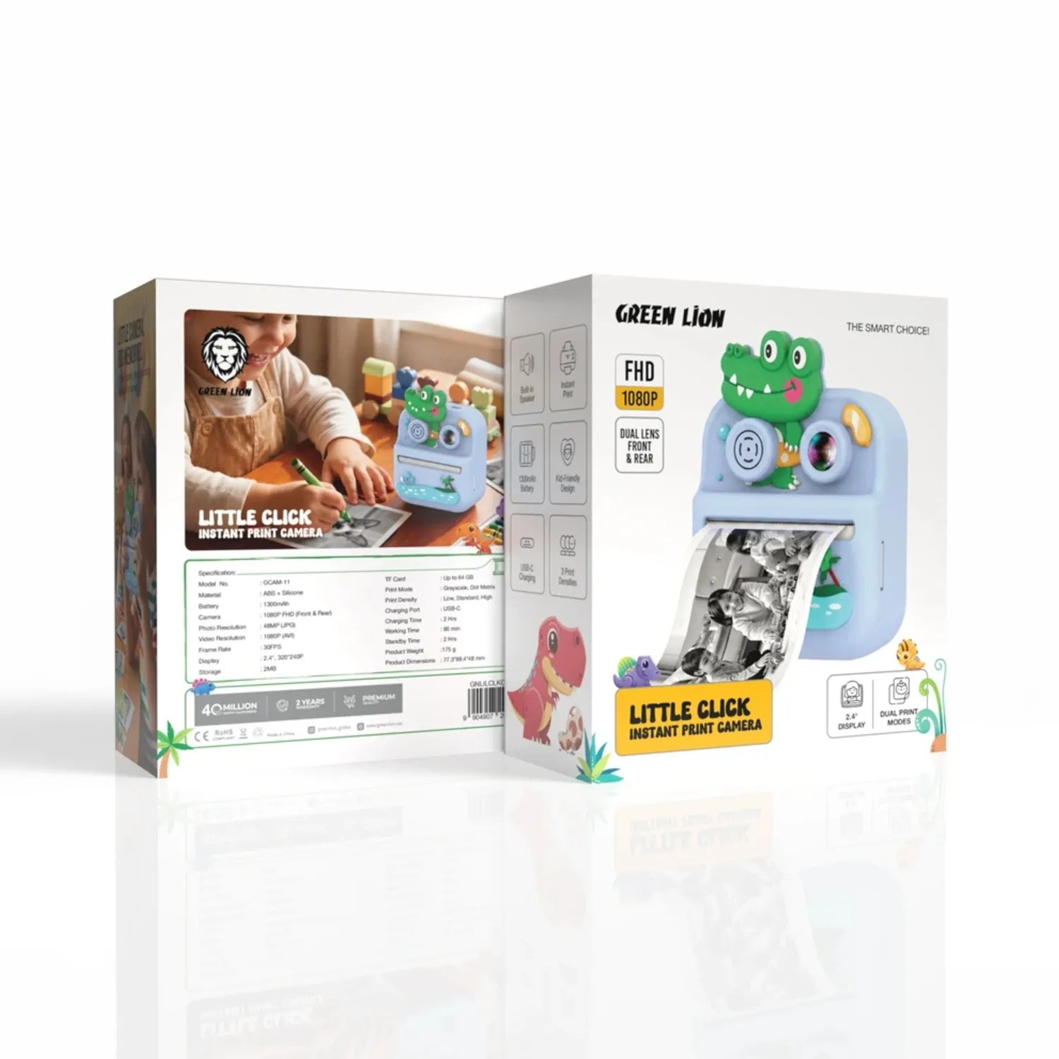 Green Lion Little Click Instant Print Camera Blue with box