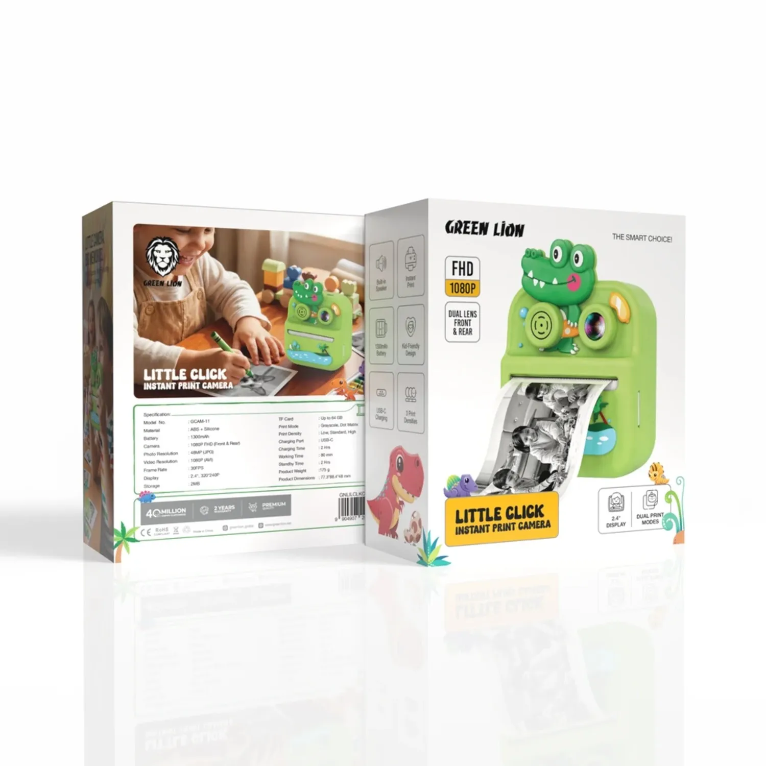 Green Lion Little Click Instant Print Camera Green with box