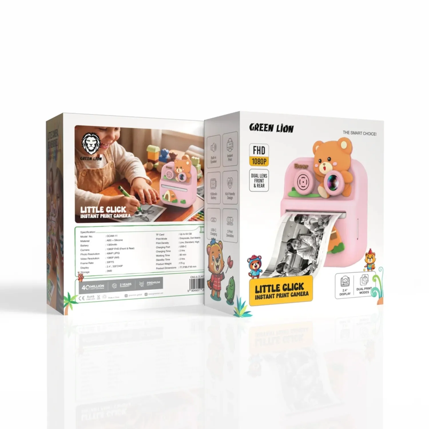 Green Lion Little Click Instant Print Camera Pink with box