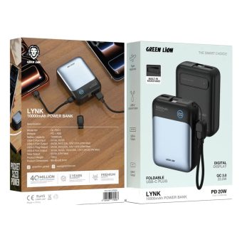 Green Lion Lynk 10000mAh Power Bank Black – packaging
