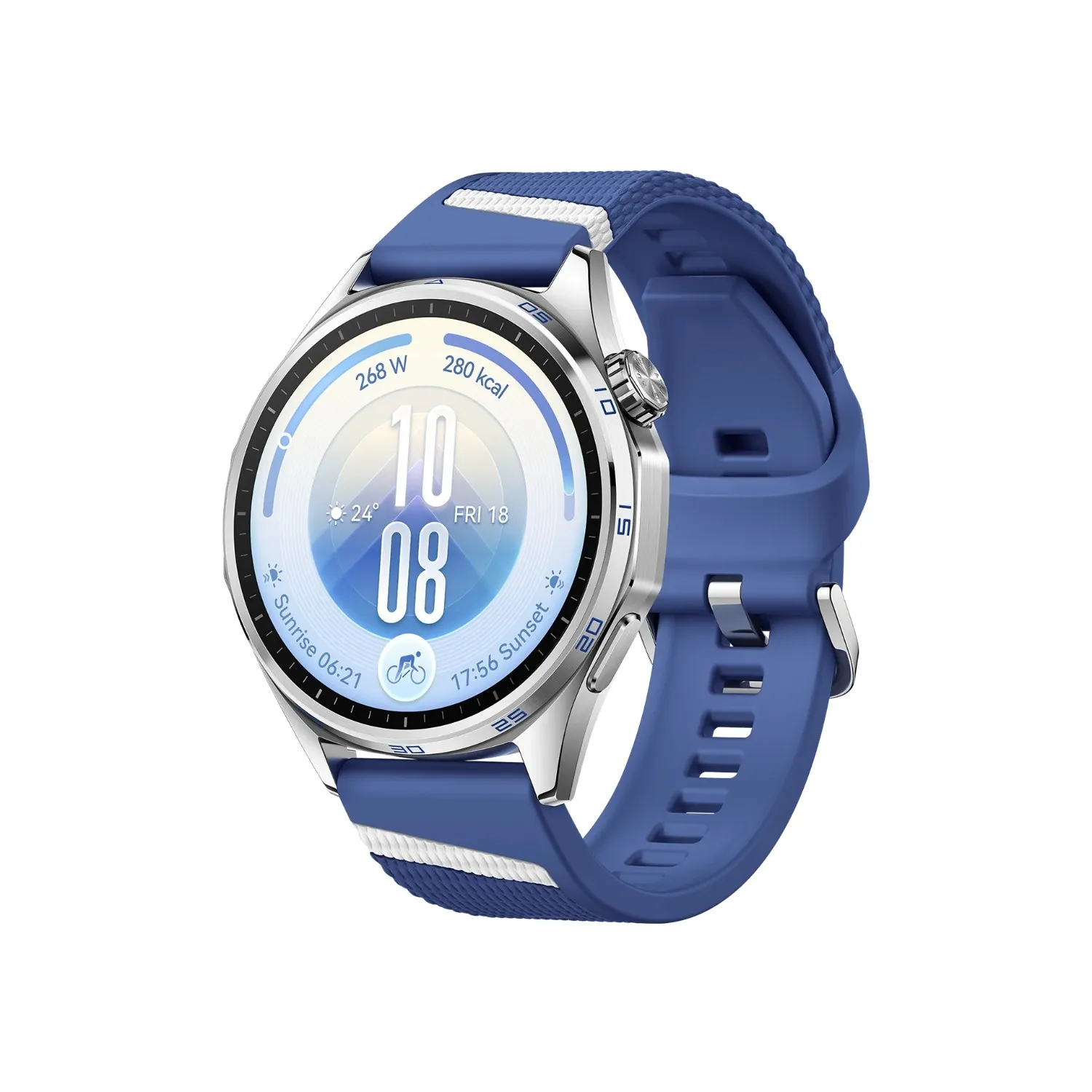 huawei watch gt 7 46mm smartwatch | 1.47 inch amoled 3000 nits | dual band gnss | up to 21 day battery life | blue | angle view