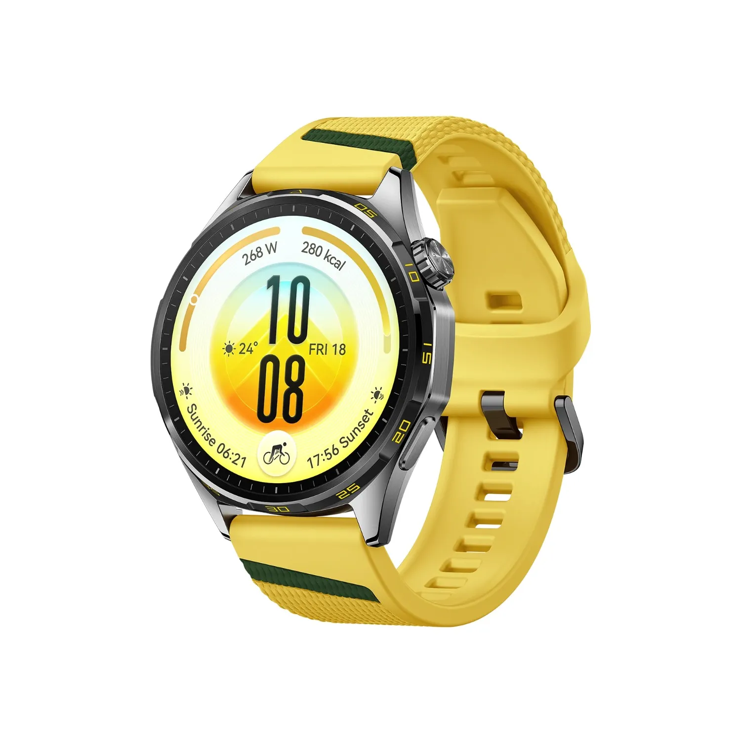 huawei watch gt 7 46mm smartwatch | 1.47 inch amoled 3000 nits | dual band gnss | up to 21 day battery life | yellow | angle view