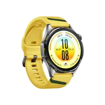 huawei watch gt 7 46mm smartwatch | 1.47 inch amoled 3000 nits | dual band gnss | up to 21 day battery life | yellow | side view