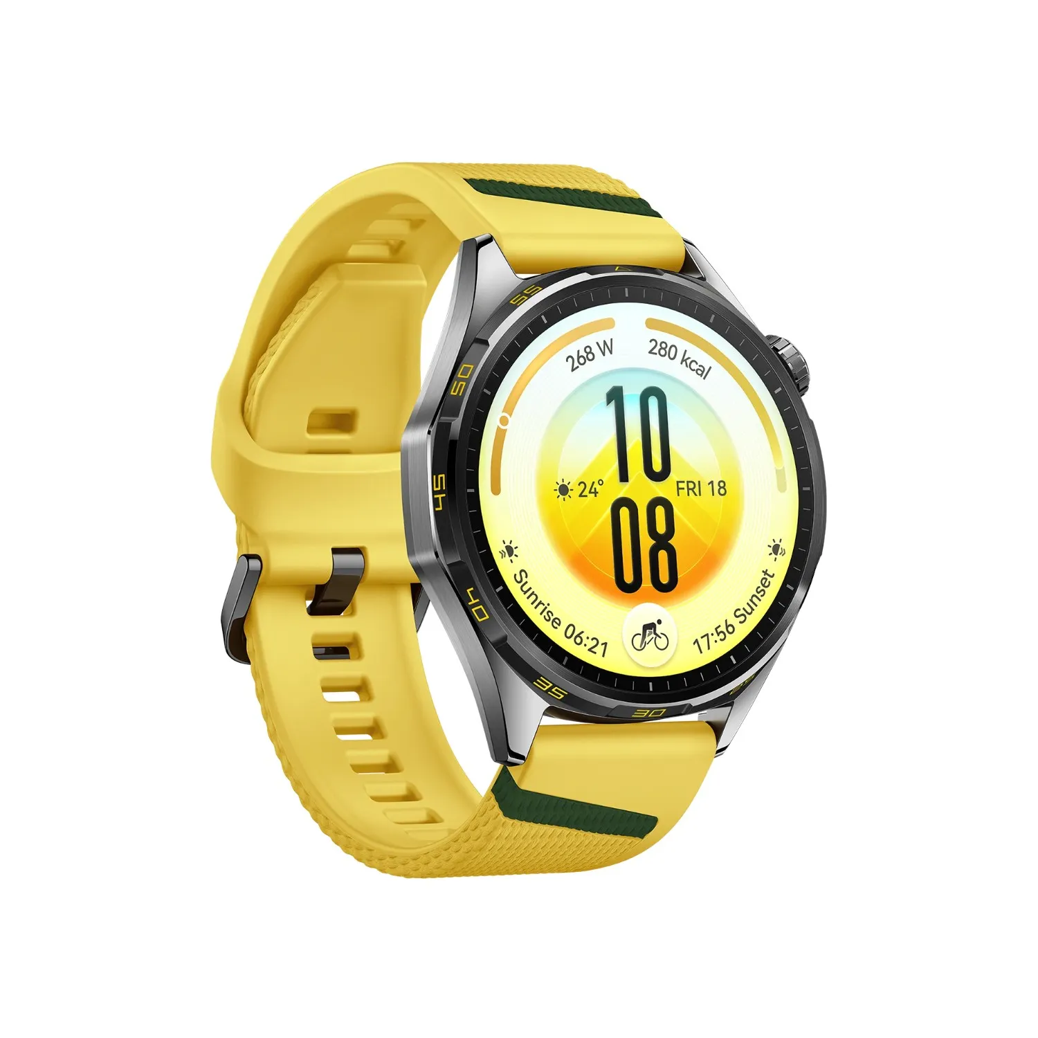 huawei watch gt 7 46mm smartwatch | 1.47 inch amoled 3000 nits | dual band gnss | up to 21 day battery life | yellow | side view