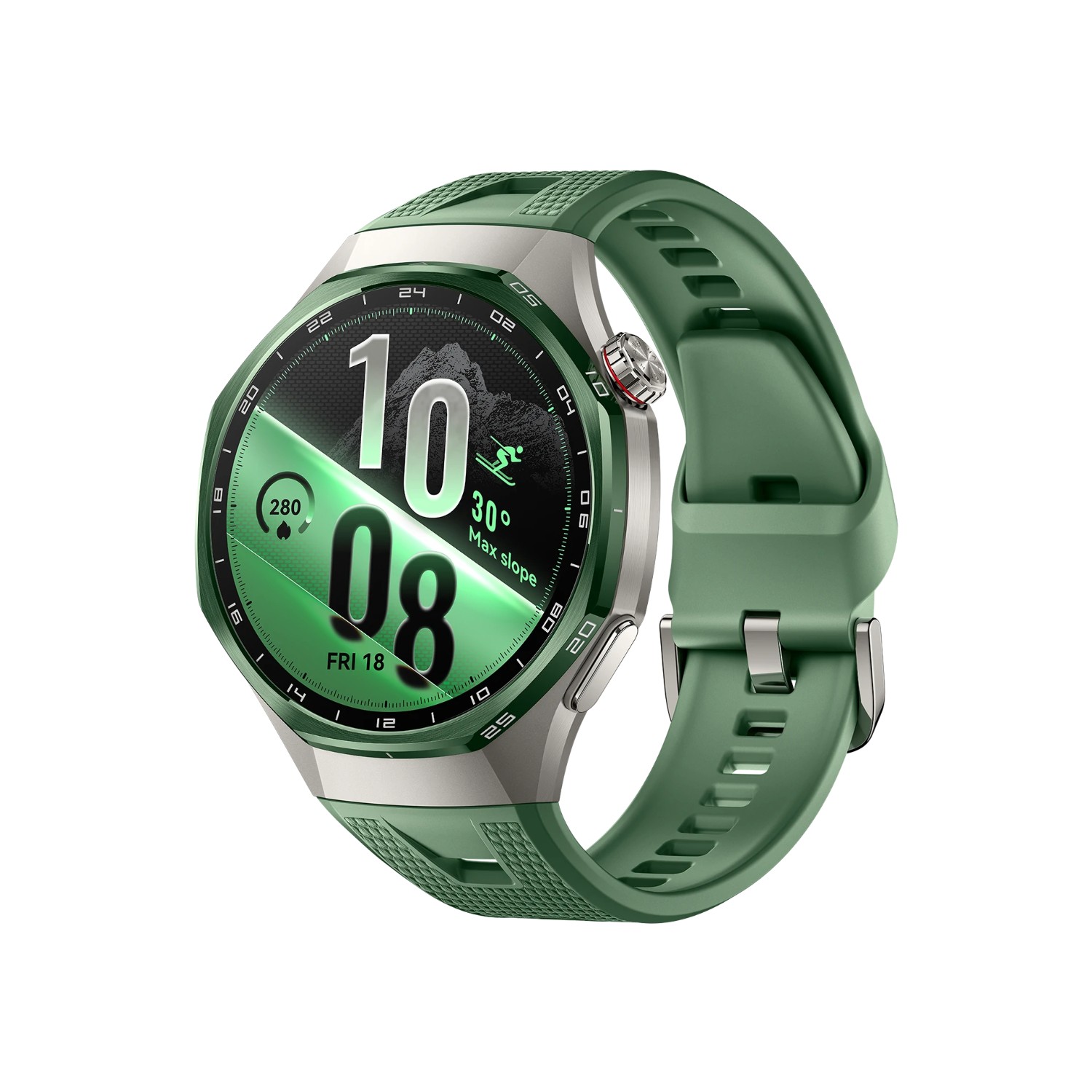 huawei watch gt 7 pro smartwatch | titanium alloy | 1.47 inch amoled 3000 nits | ecg | 40m free diving | green | angle view