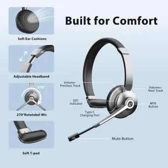 KASTWAVE Wireless Headset with Microphone view 2