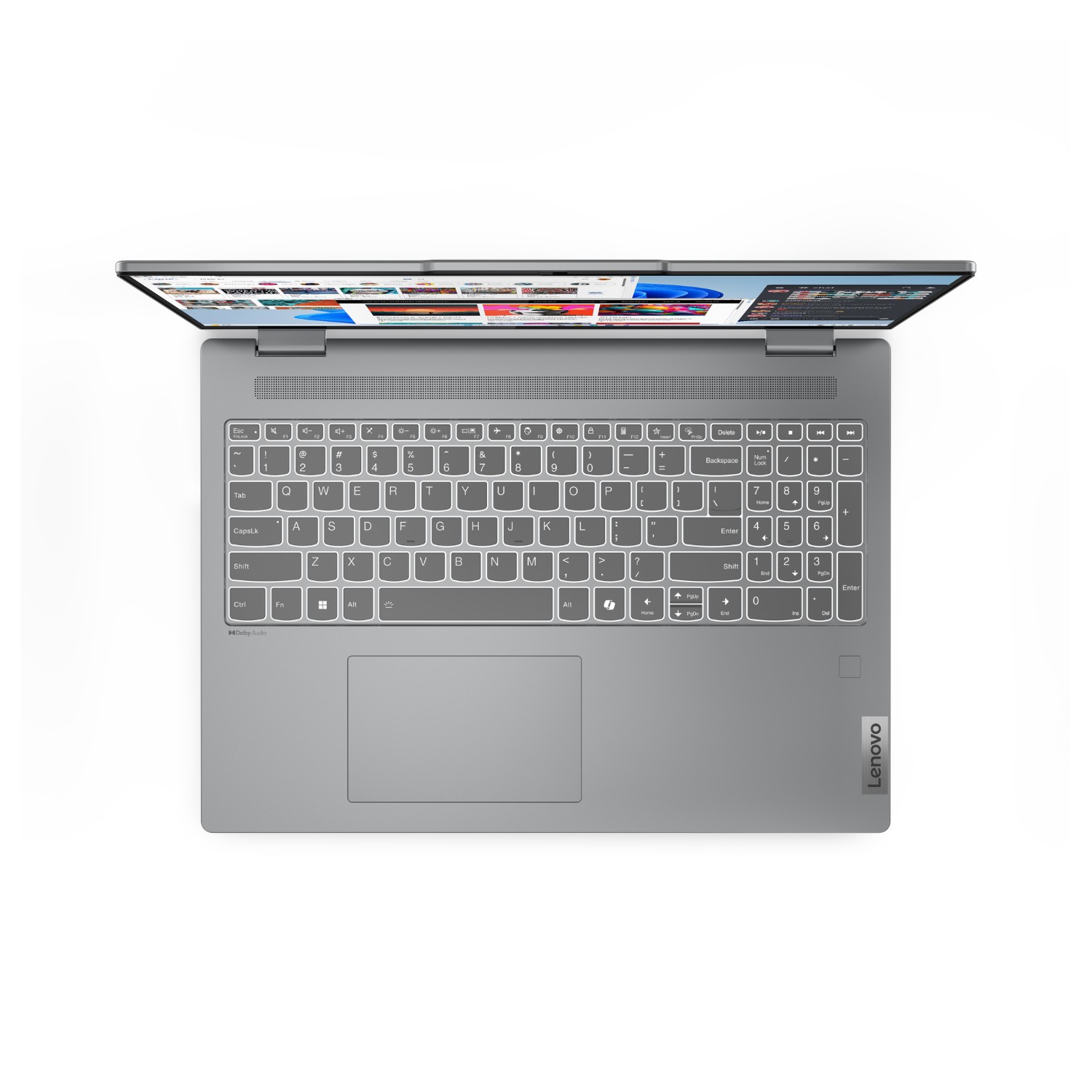 Lenovo IdeaPad 5 2-in-1 16AHP9 in Luna Grey backlit keyboard