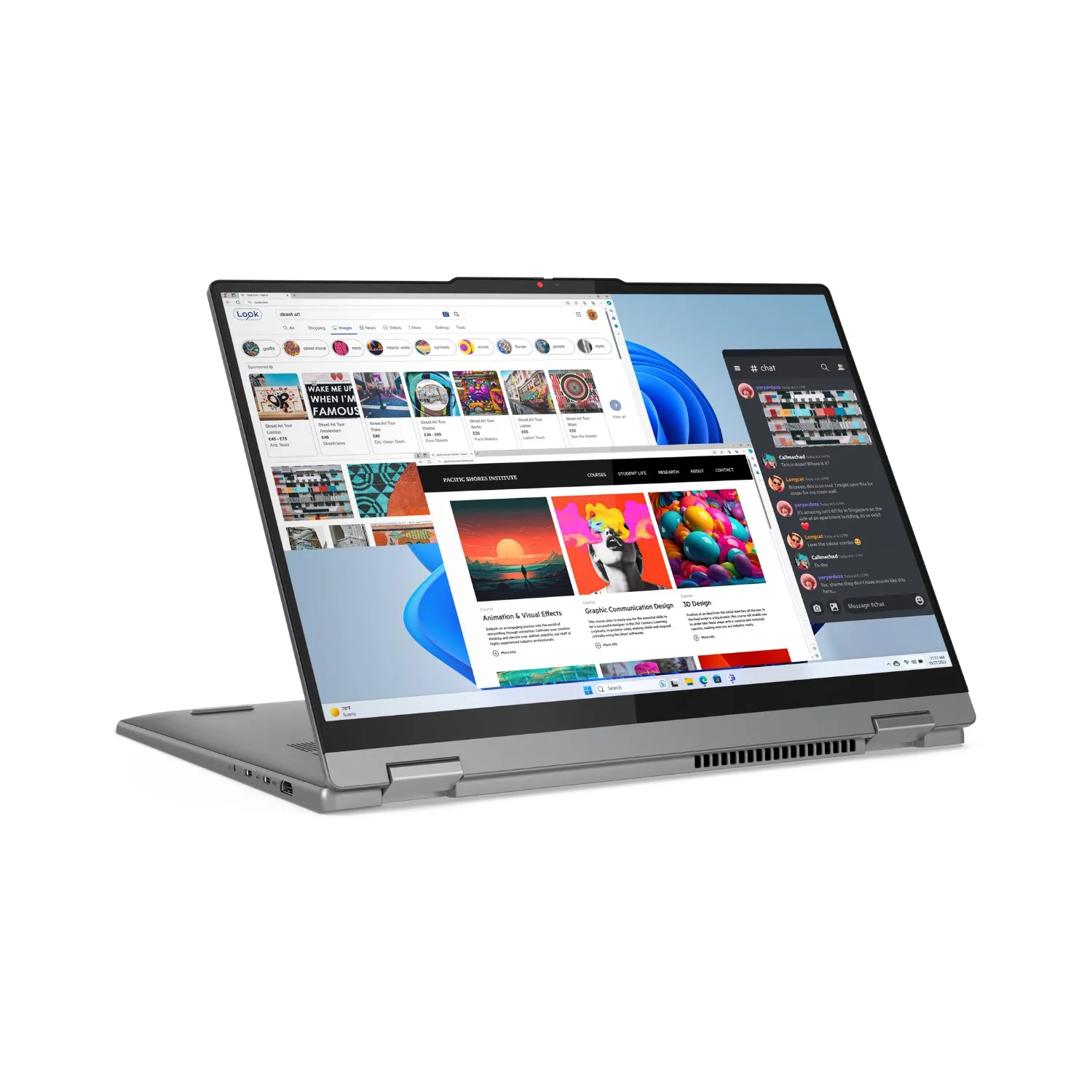 Lenovo IdeaPad 5 2-in-1 16AHP9 in Luna Grey in stand mode