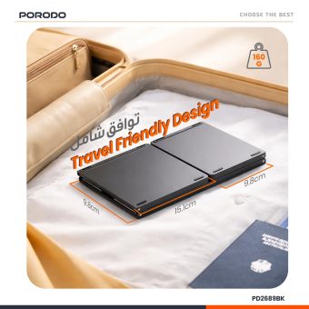 Porodo Minima Slim Folding Keyboard with Numpad and Touchpad – battery
