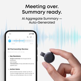 Soundcore Work AI Voice Recorder black summary