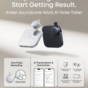 Soundcore Work AI Voice Recorder white features
