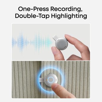 Soundcore Work AI Voice Recorder white one press