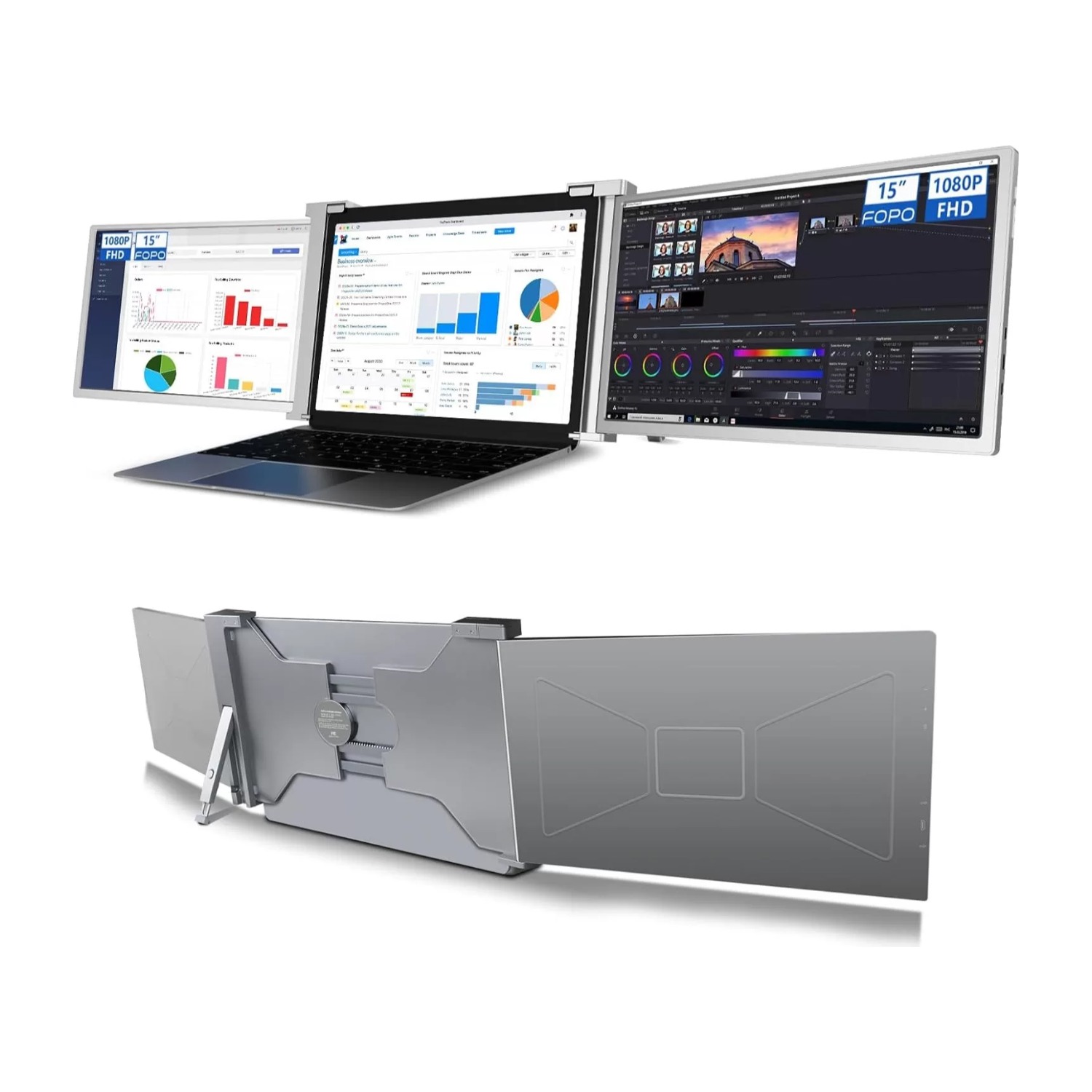 Triple Portable Monitor, 15.6-inch FHD, HDR, IPS, for 15 inch and 17 inch